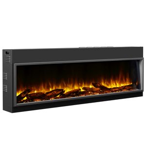 Elektro-Einbaukamin 'Amazona 64' schwarz 2000 W, Wifi 3D-Flammeneffekt Fernbedienung 163,2 x 56 x 21 cm