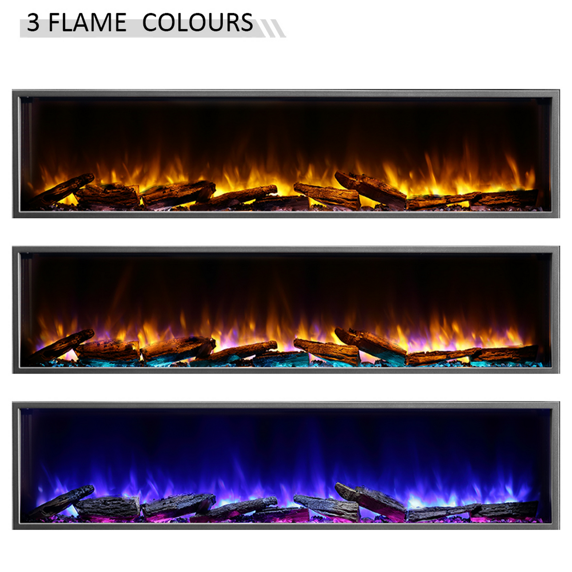 Elektro-Einbaukamin 'Amazona 64' schwarz 2000 W, Wifi 3D-Flammeneffekt Fernbedienung 163,2 x 56 x 21 cm + product picture