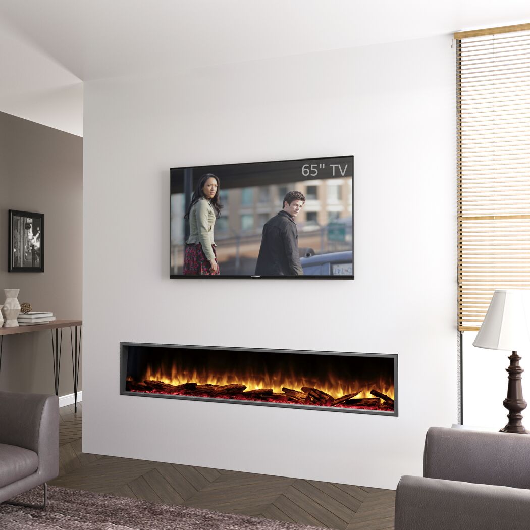 Elektrokamin mit TV an der Wand