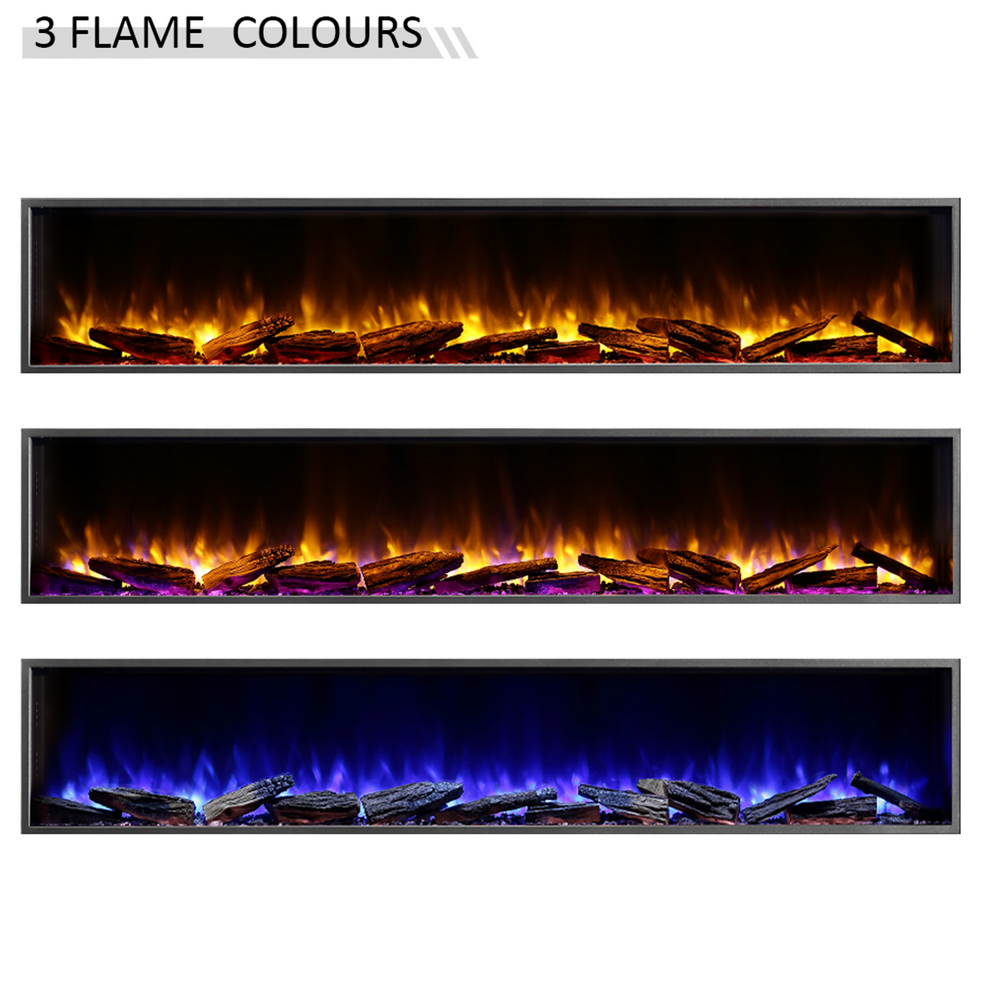 Elektro-Einbaukamin 'Amazona 80' schwarz 2000 W, Wifi 3D-Flammeneffekt Fernbedienung 203,2 x 56 x 21 cm + product picture