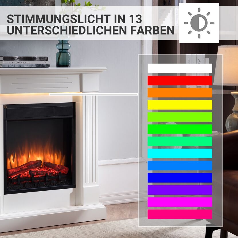 Elektrokamin mit 13 Farben Stimmungslicht