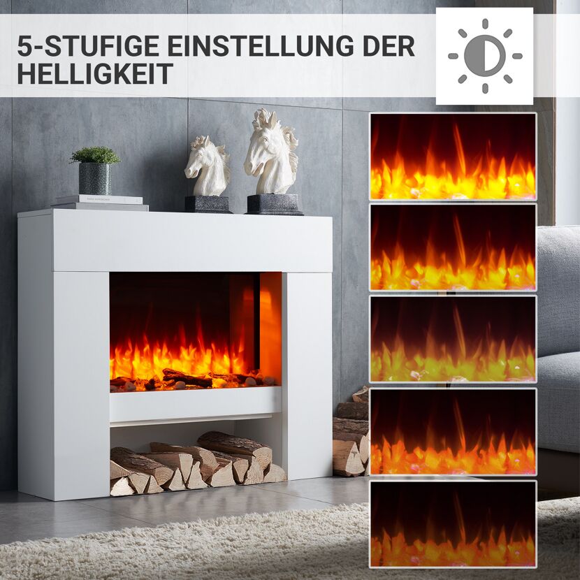 Elektrokamin mit verschiedenen Helligkeitsstufen