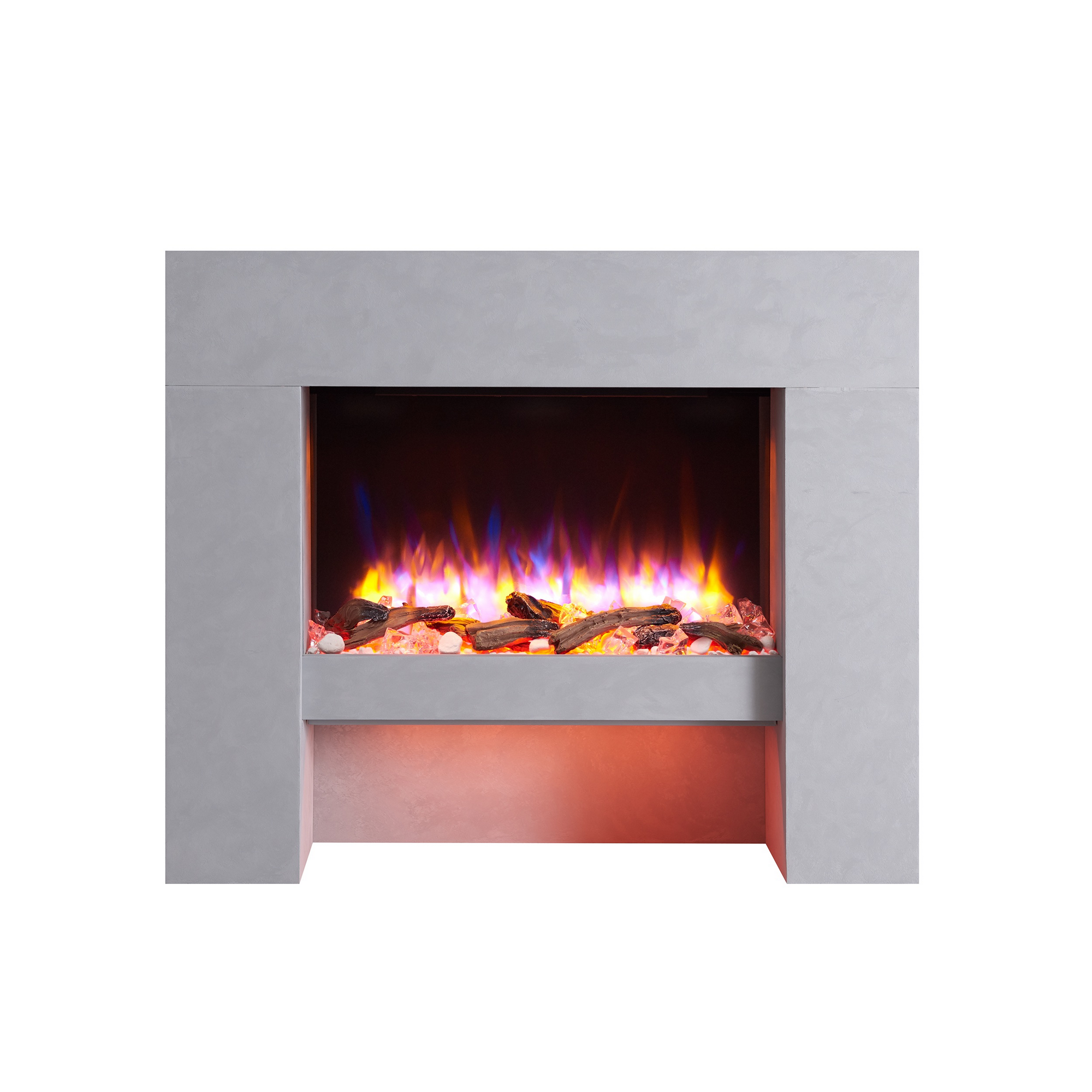 Elektro-Standkamin 'Naran' betongrau 2000 W, 3D-Flammeneffekt Fernbedienung 100 x 84 x 24,5 cm + product picture