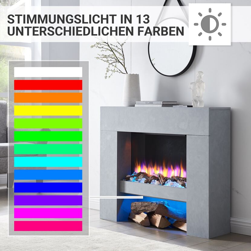 Elektrokamin mit verschiedenen Lichtfarben