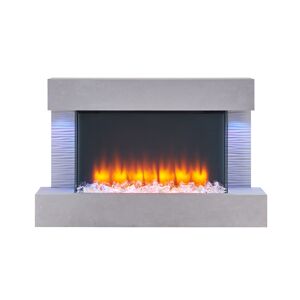 Elektro-Standkamin 'Aidan' betongrau 2000 W, 3D-Flammeneffekt Fernbedienung 127 x 58,9 x 25 cm