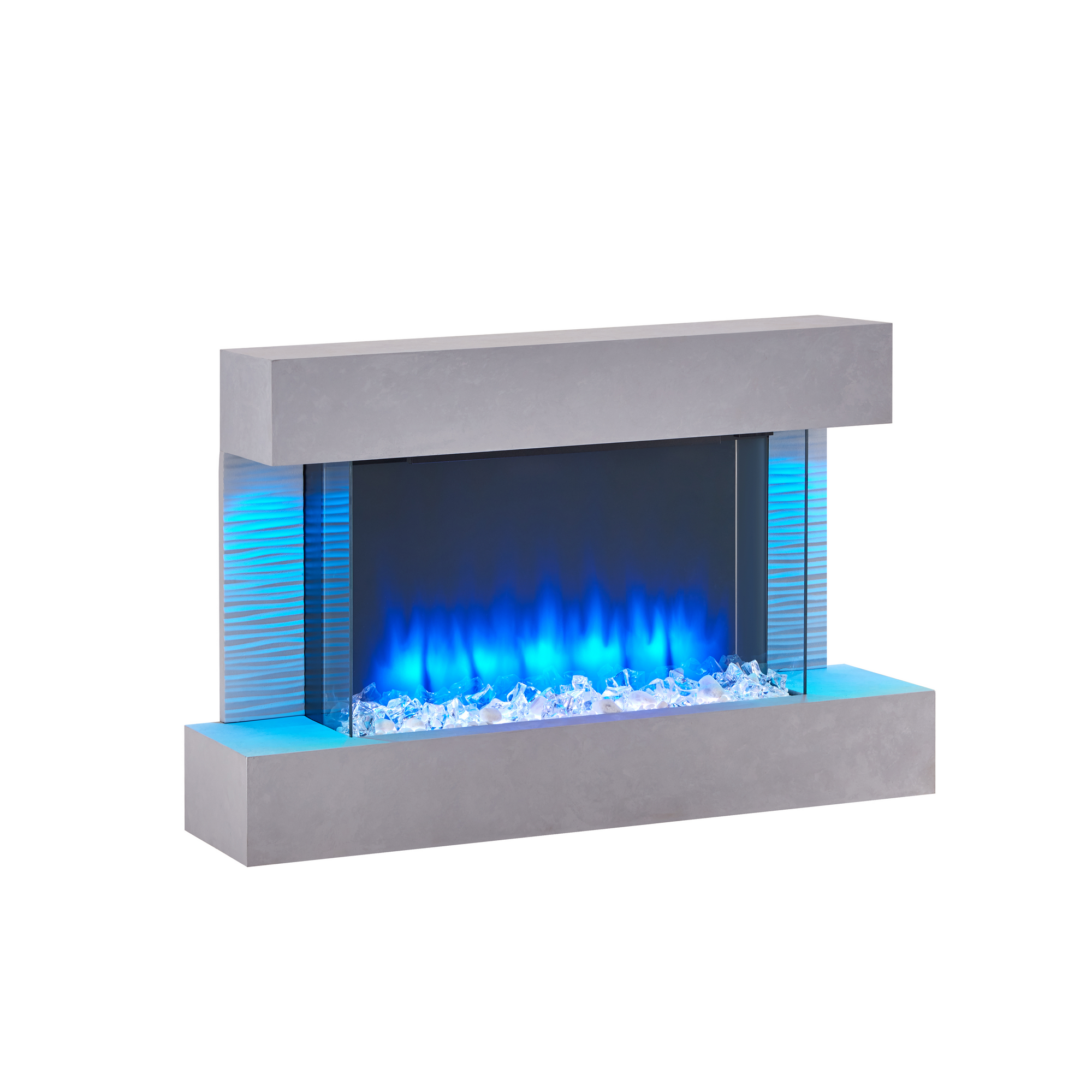 Elektro-Standkamin 'Aidan' betongrau 2000 W, 3D-Flammeneffekt Fernbedienung 127 x 58,9 x 25 cm + product picture