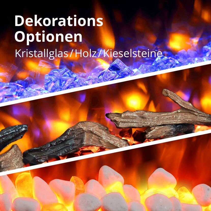Deko-Optionen: Kristallglas, Holz, Kieselsteine
