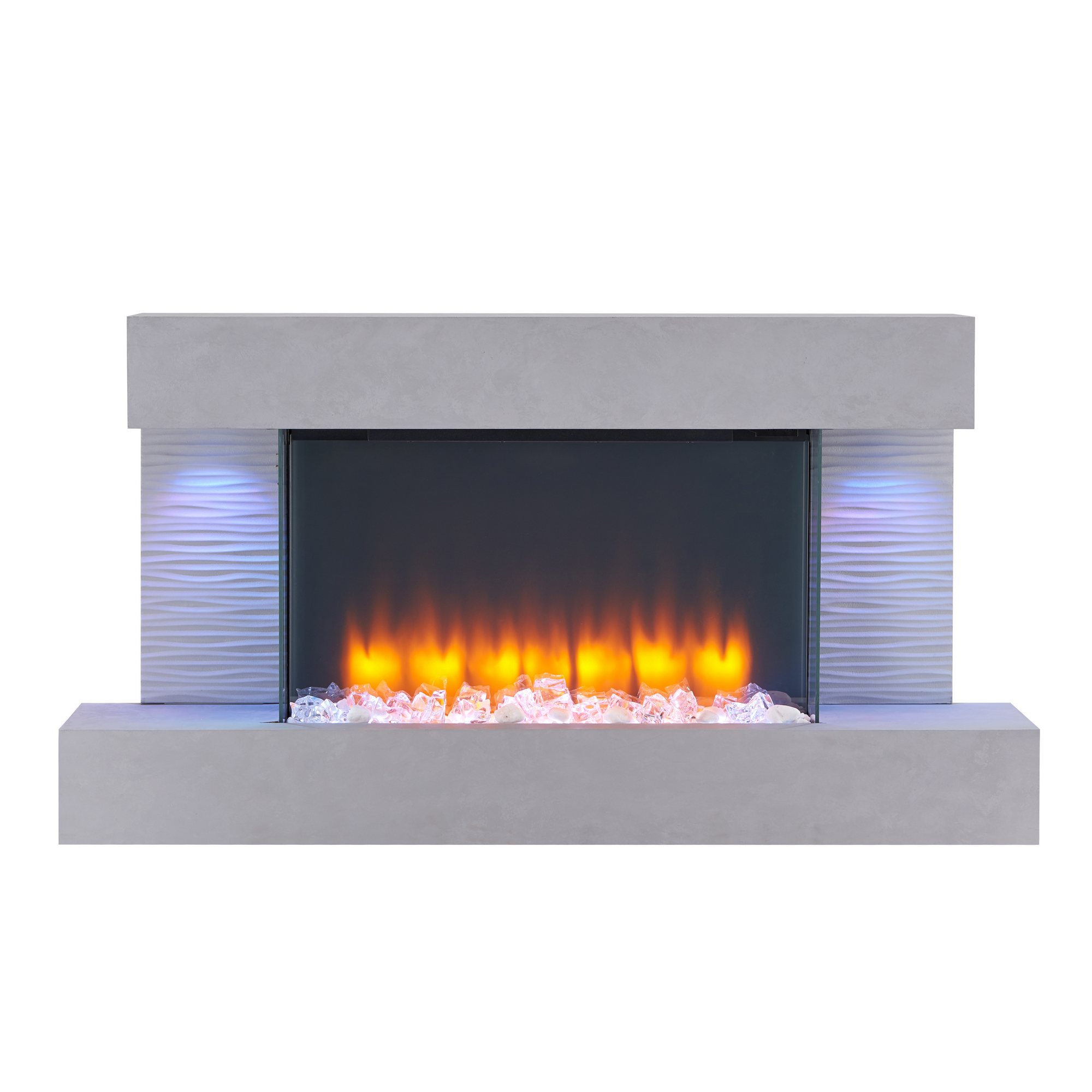 Elektro-Standkamin 'Aieda' betongrau 2000 W, 3D-Flammeneffekt Fernbedienung 120 x 63,2 x 24 cm + product picture