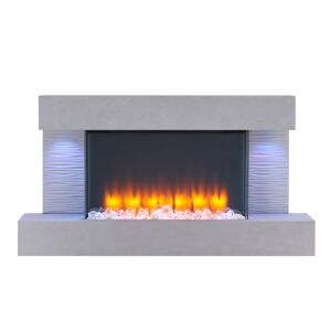 Elektro-Standkamin 'Aieda' betongrau 2000 W, 3D-Flammeneffekt Fernbedienung 120 x 63,2 x 24 cm