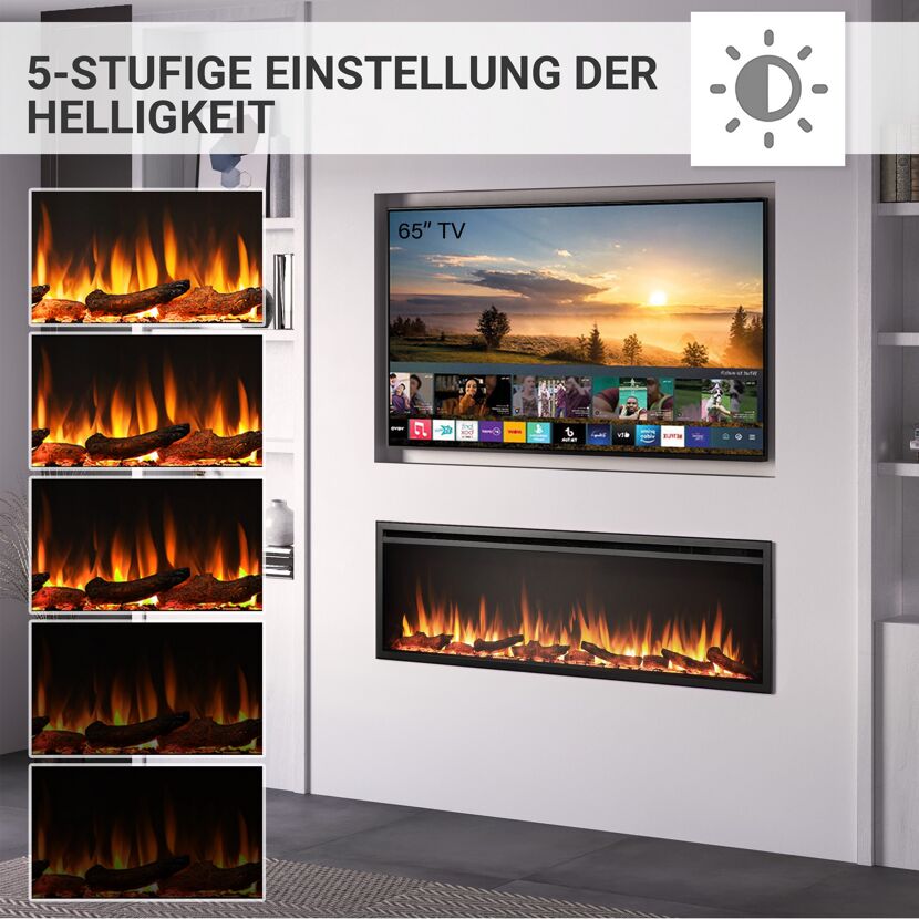 Elektrokamin mit fünf Helligkeitsstufen