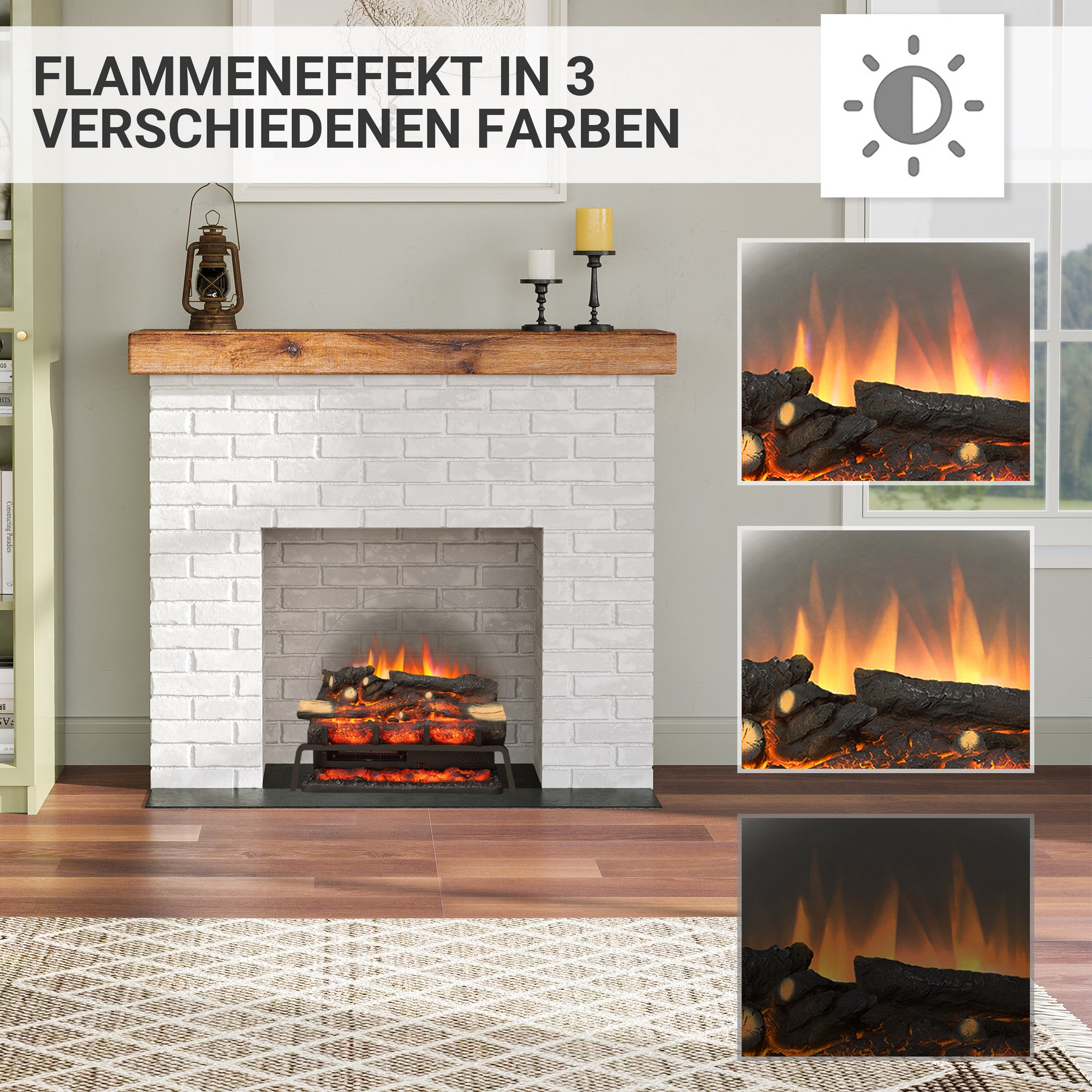 Elektro-Feuerstelle 'Lily' schwarz 1500 W, 3D-Flammeneffekt Fernbedienung 58 x 50,5 x 24 cm + product picture