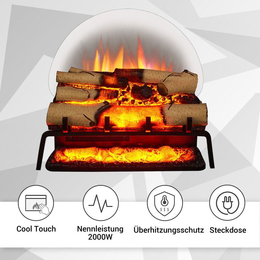 Elektrischer Kamin mit Holzscheiten
