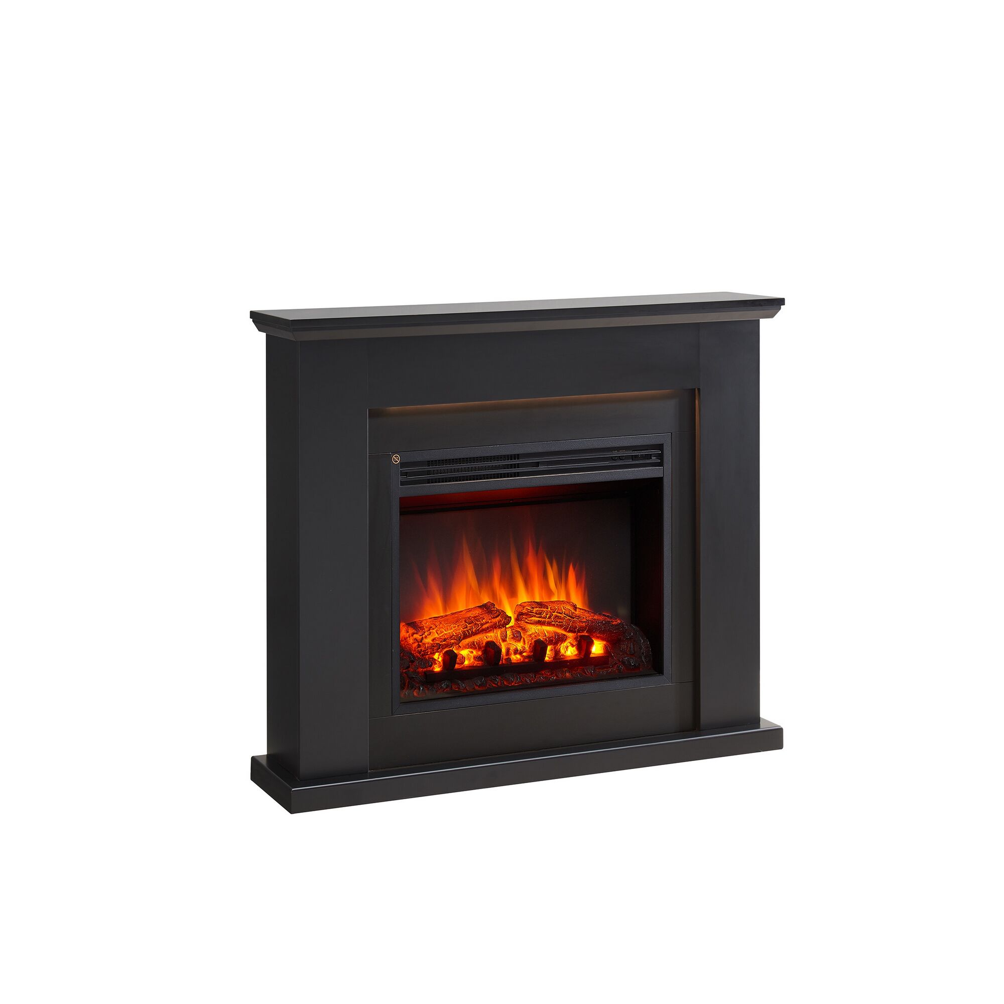 Schwarzer Elektrokamin mit Flammen