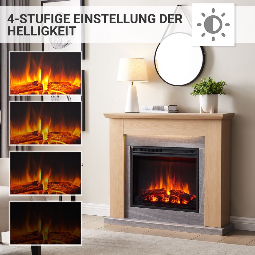 Elektrokamin mit verschiedenen Helligkeitsstufen