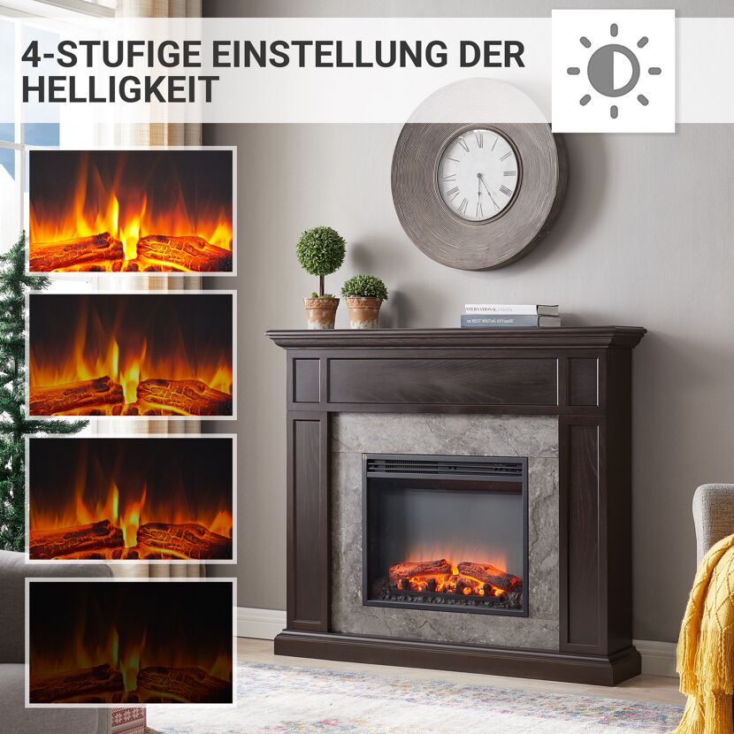 Elektrischer Kamin mit einstellbarer Helligkeit