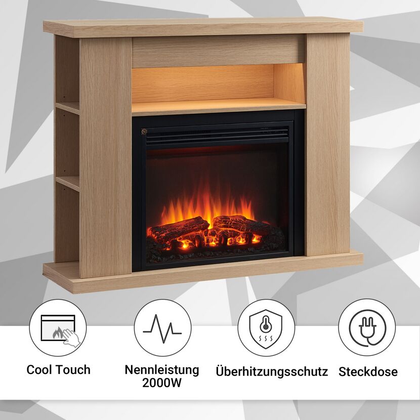 Elektrischer Kamin mit Holzdekor
