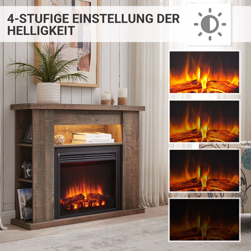 Elektrischer Kamin mit einstellbarer Helligkeit