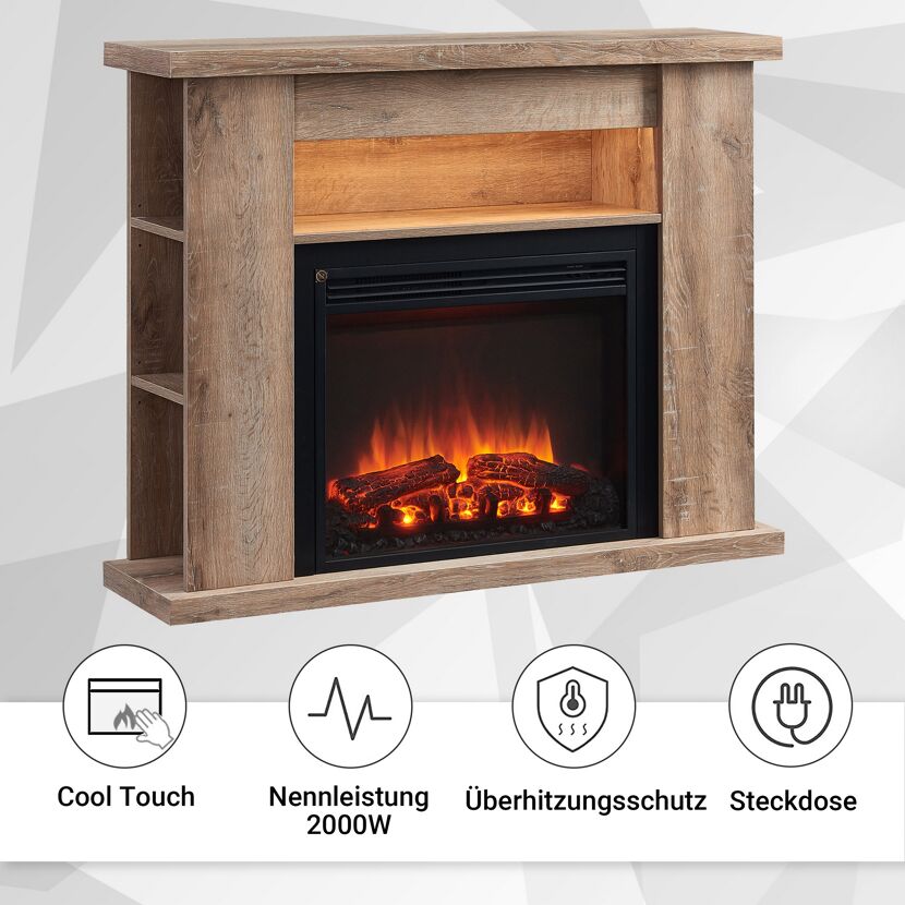 Elektrischer Kamin mit Holzoptik