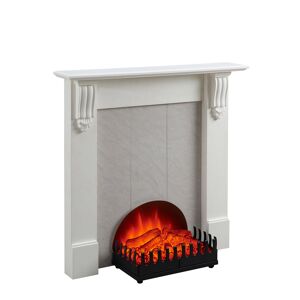 Elektro-Standkamin 'Florence' weiß, marmorierte Feuerstellen-Rückwand 2000 W, 3D-Flammeneffekt 85 x 87 x 15 cm