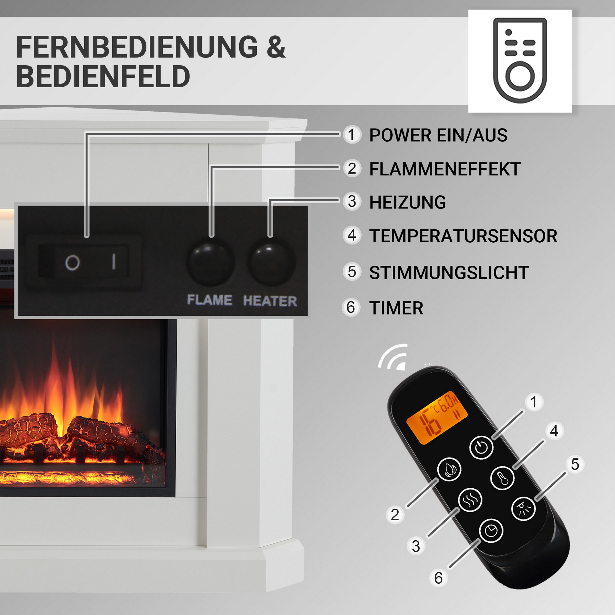 Elektrokamin 'Pegasos' weiß 2 kW + product picture