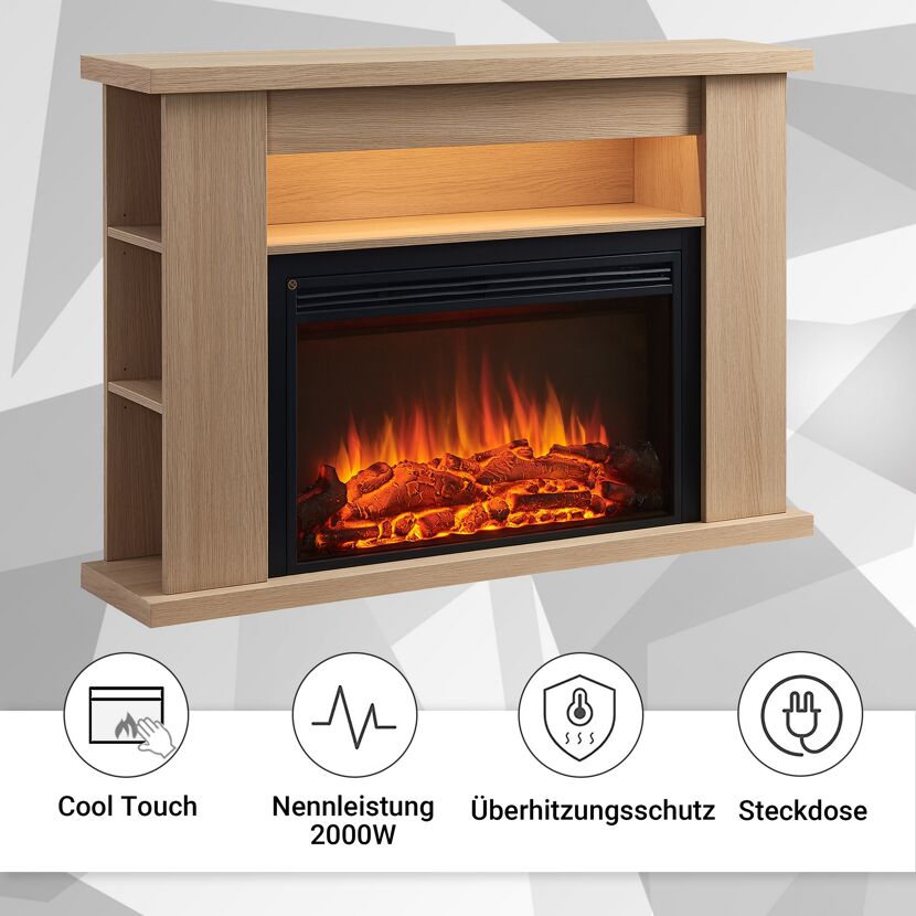Elektrischer Kamin mit Holznachbildung