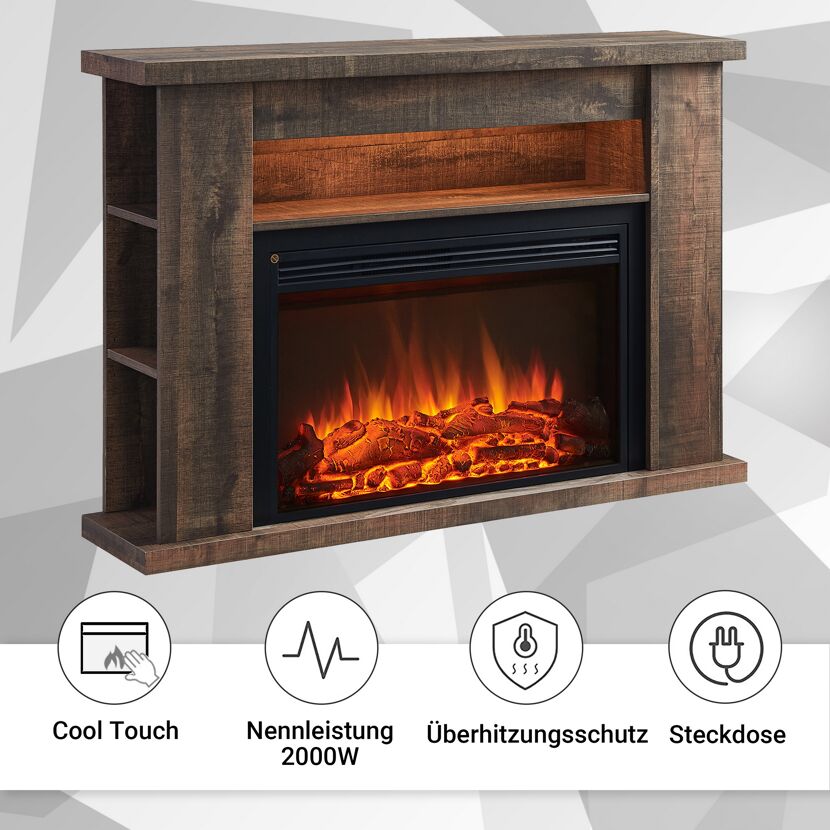 Elektrischer Kamin mit Holzoptik