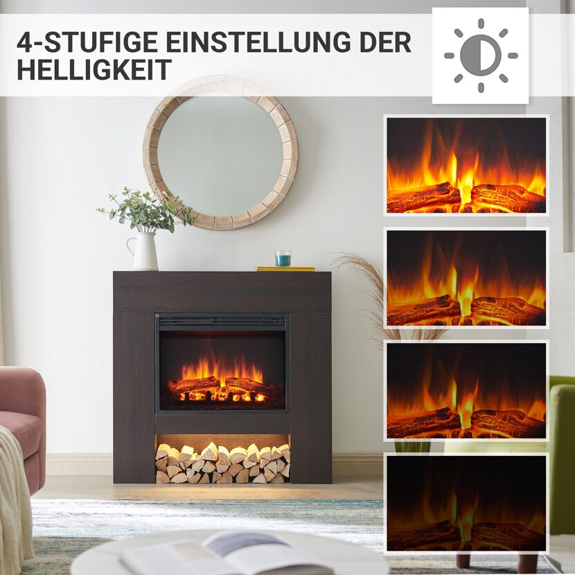 Elektrokamin mit verschiedenen Helligkeitsstufen