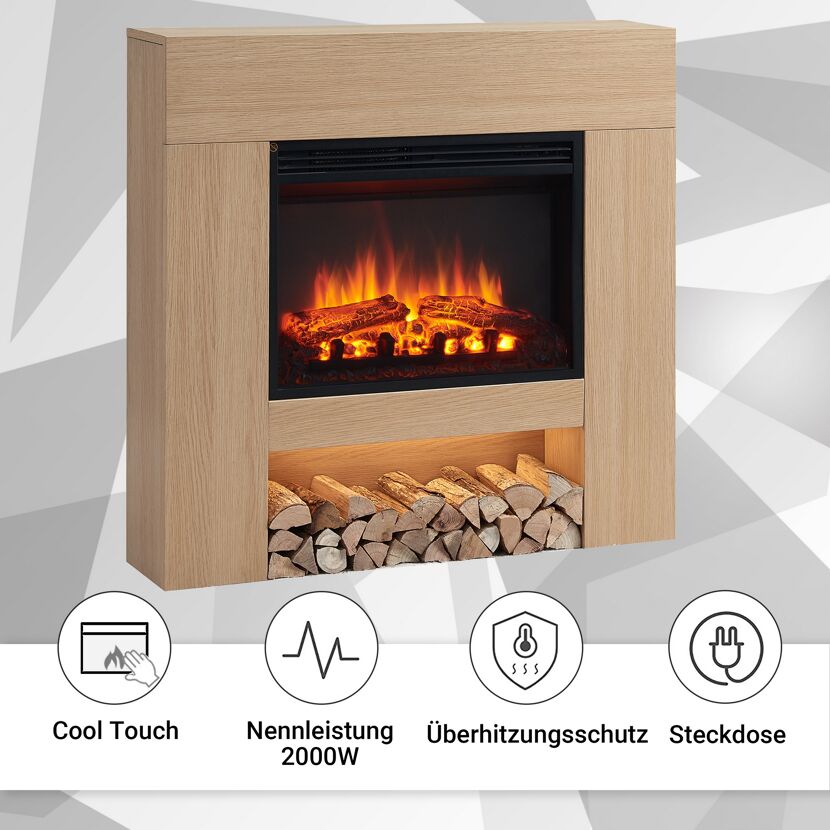 Elektrokamin mit Dekoholz