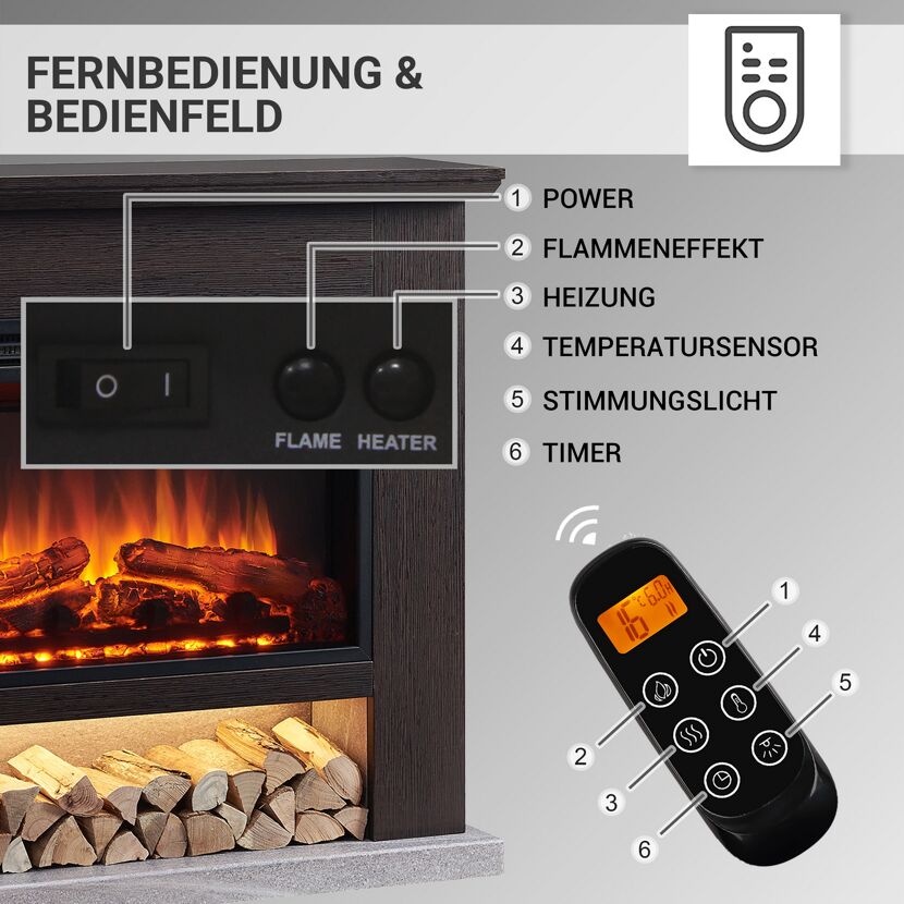 Elektrokamin 'Archie' dunkelbraun 2 kW