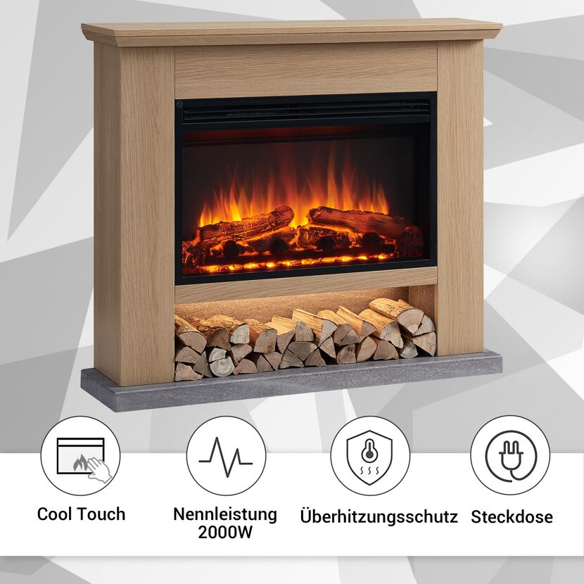 Elektrokamin mit Deko-Holzscheiten