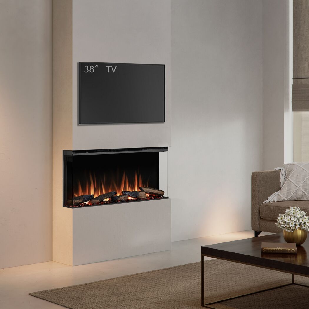 Elektrokamin mit TV an der Wand