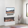 Moderner Elektrokamin mit TV an der Wand