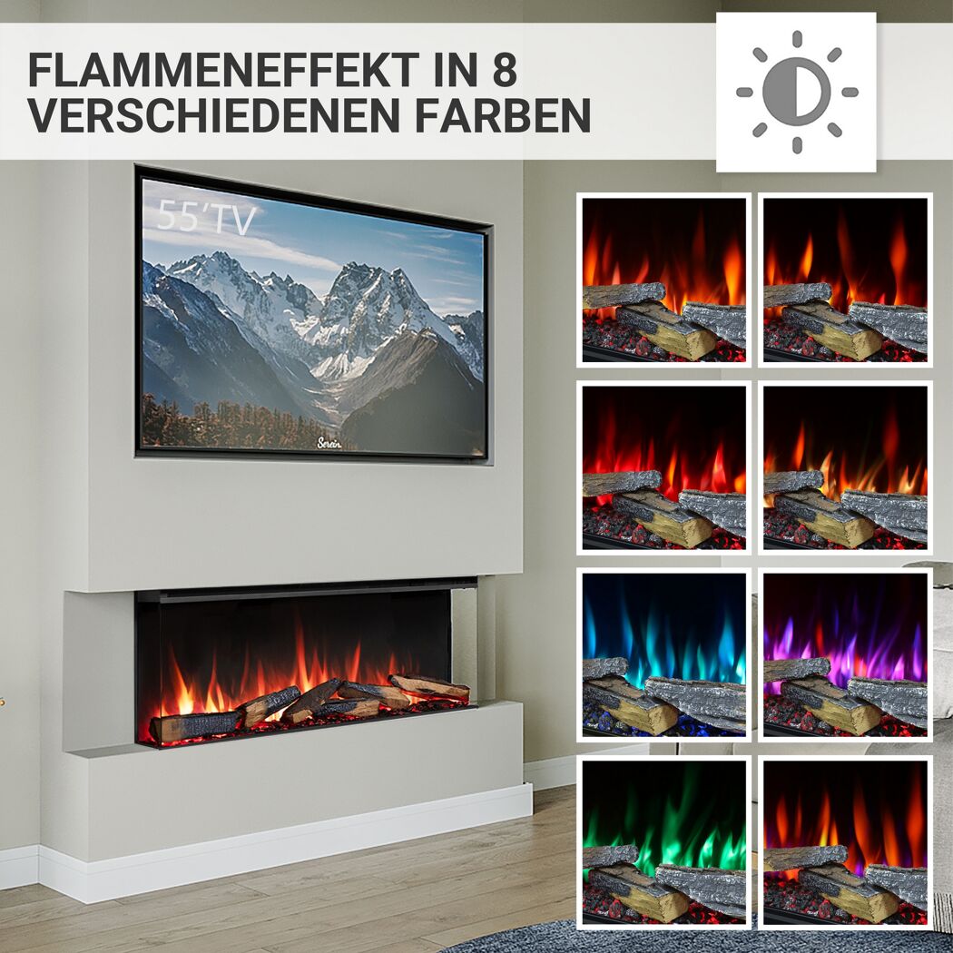 Elektrokamin mit verschiedenen Flammenfarben