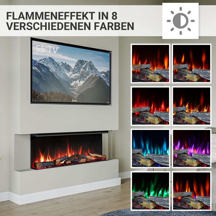 Elektrokamin mit verschiedenen Flammenfarben