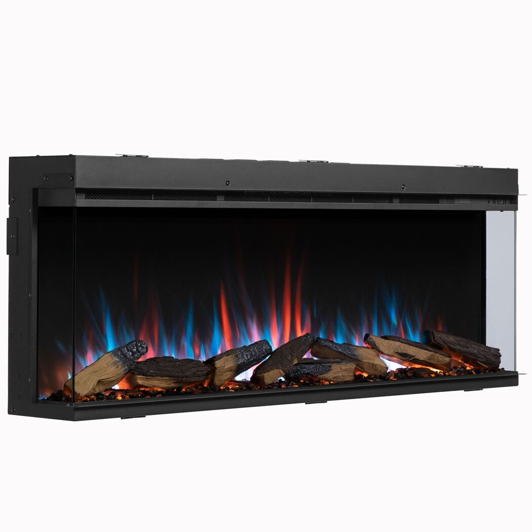Elektrokamin mit blau-orangen Flammen