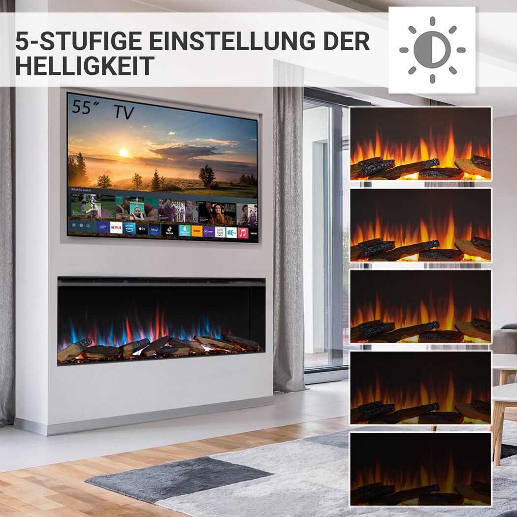Elektrokamin mit verschiedenen Helligkeitsstufen