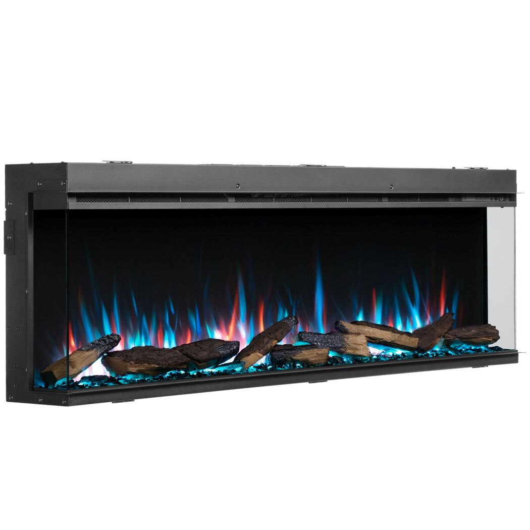 Elektrischer Kamin mit blau-orangenen Flammen