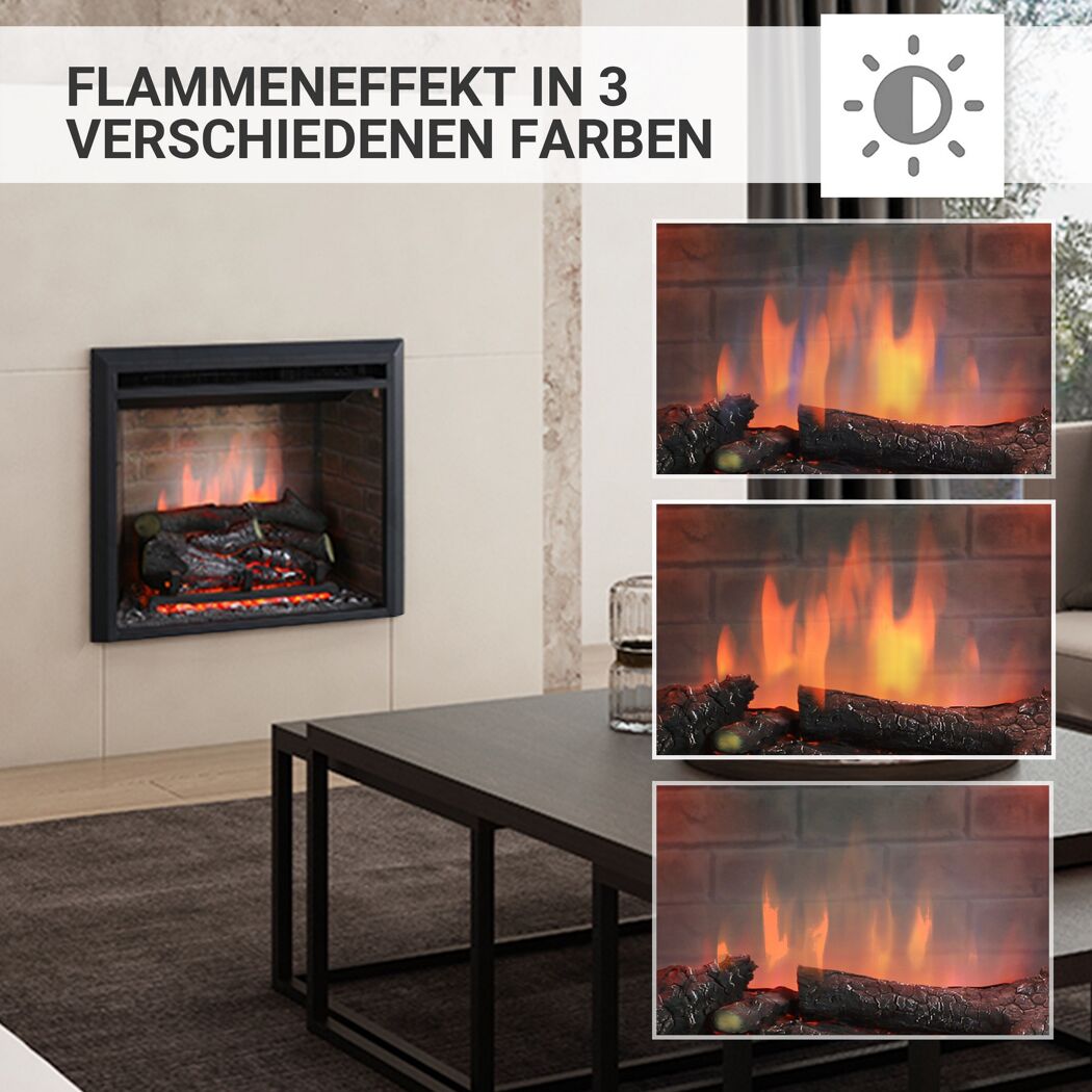 Elektrokamin mit drei verschiedenen Flammenfarben