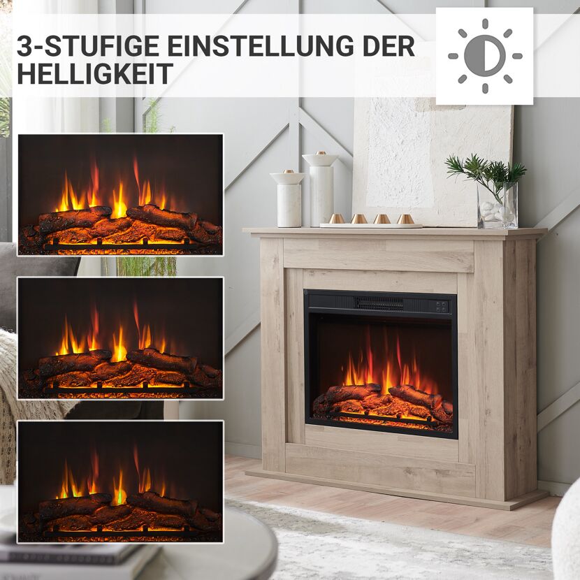 Elektrischer Kamin mit drei Helligkeitsstufen