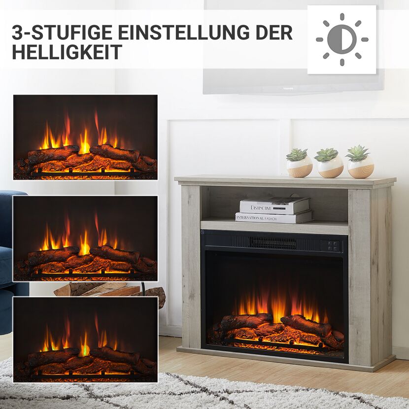 Elektrokamin mit drei Helligkeitsstufen