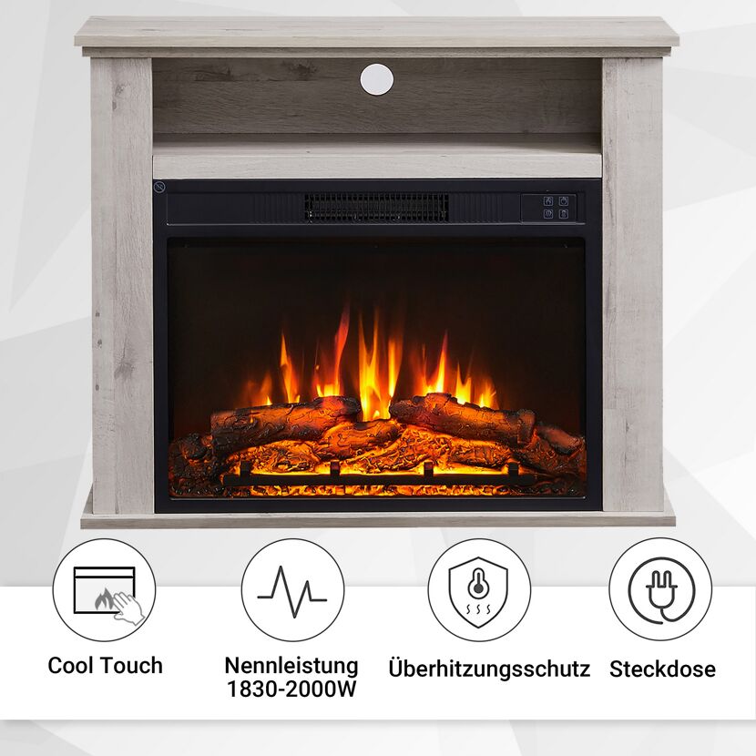 Elektrischer Kamin mit Holzdekor