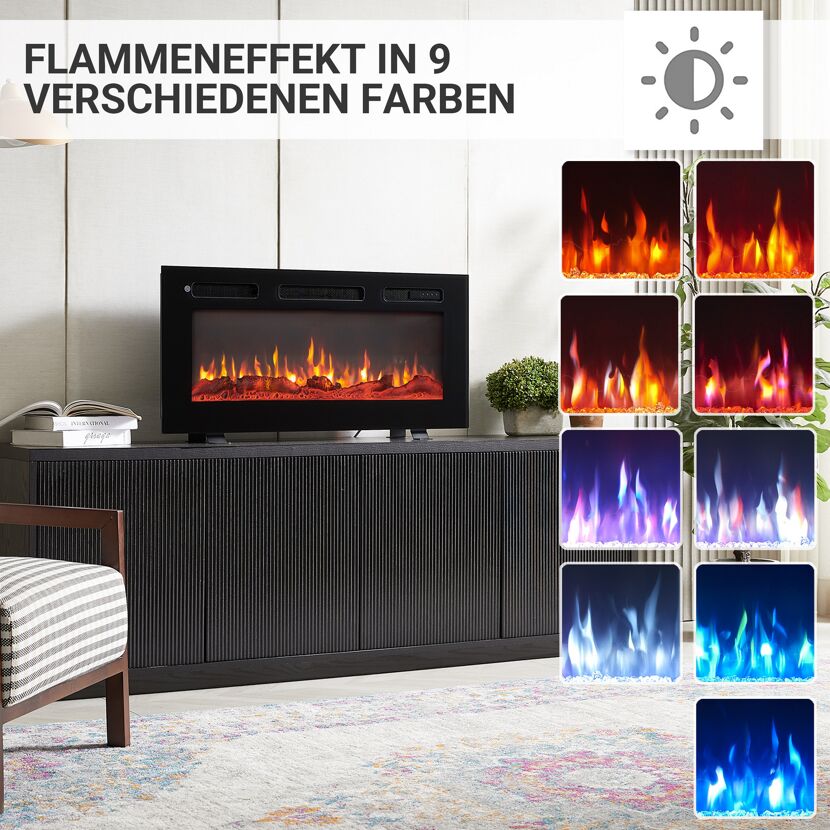 Elektrokamin mit verschiedenen Flammenfarben