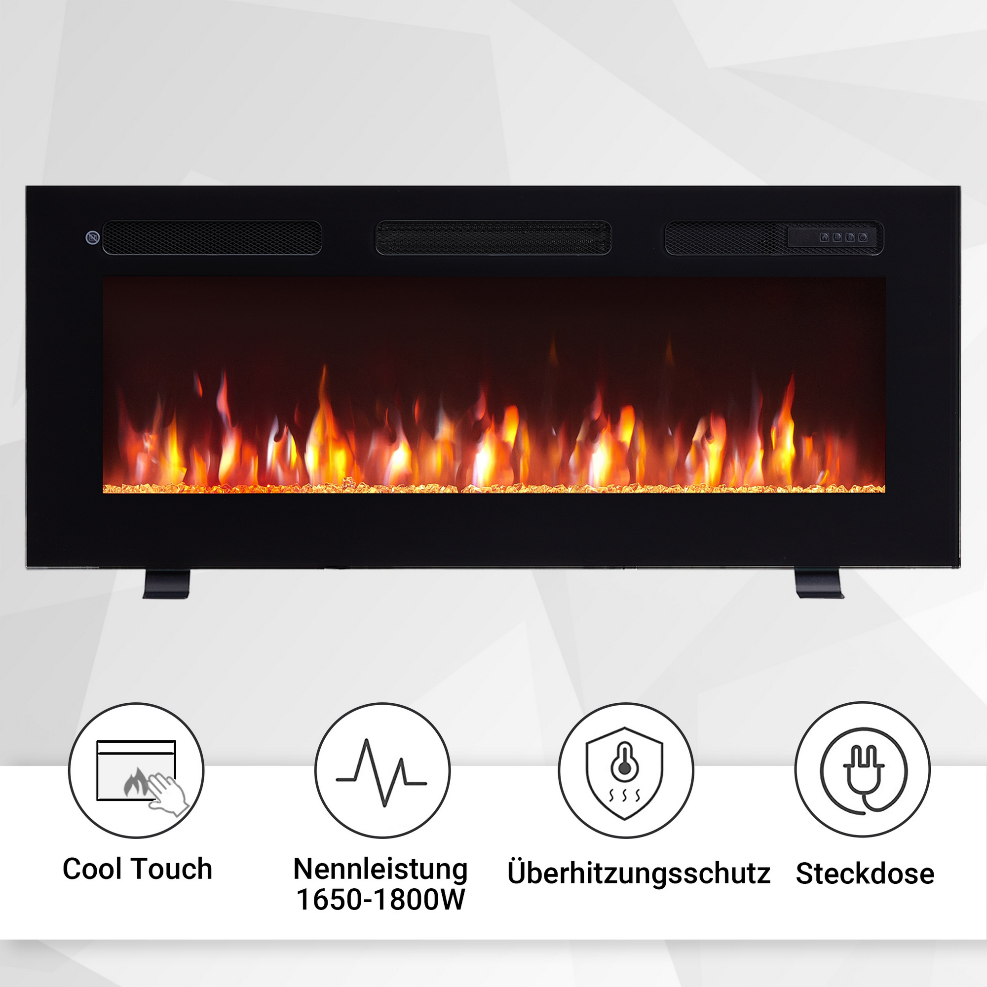 Elektro-Stand-, Wand- oder Einbaukamin 'Leif 40' schwarz 1800 W, 3D-Flammeneffekt Fernbedienung 102 x 43 x 14,3 cm + product picture