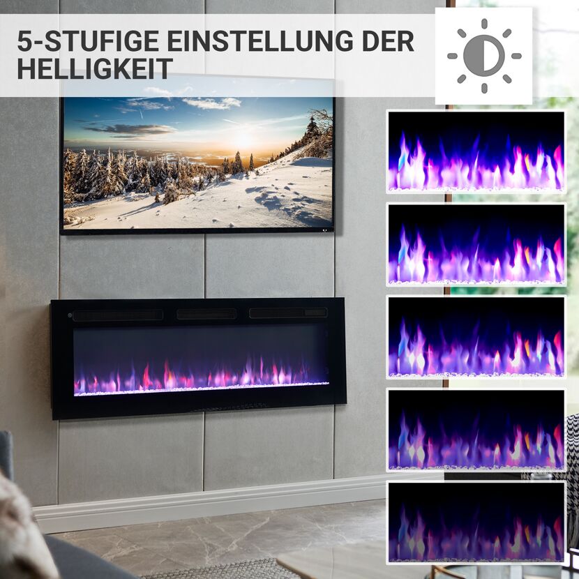 Elektrokamin mit verschiedenen Helligkeitsstufen