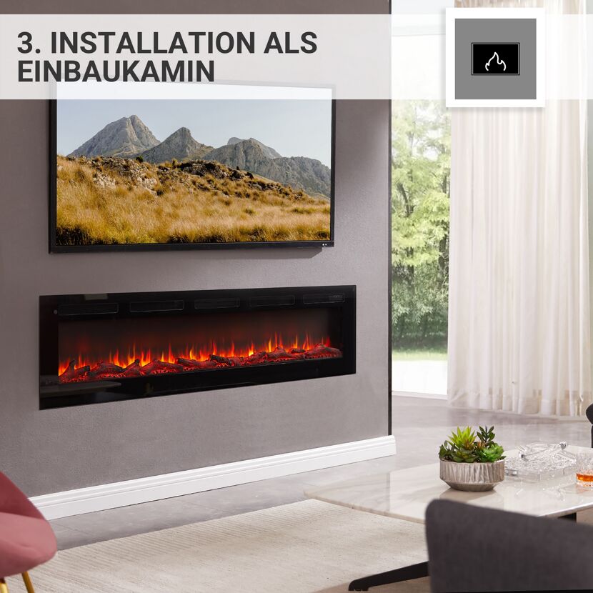Einbau-Elektrokamin unter Fernseher
