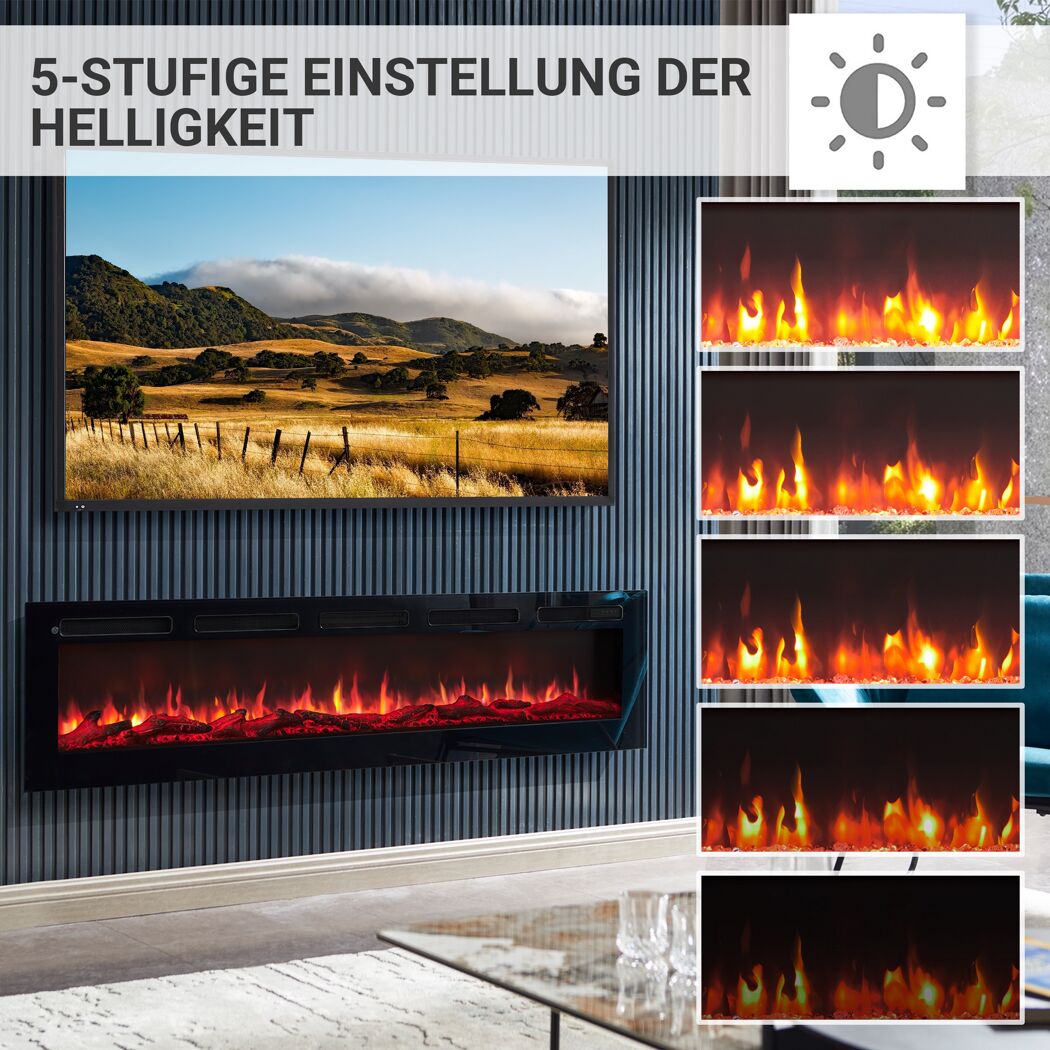 Elektrokamin mit verschiedenen Helligkeitsstufen