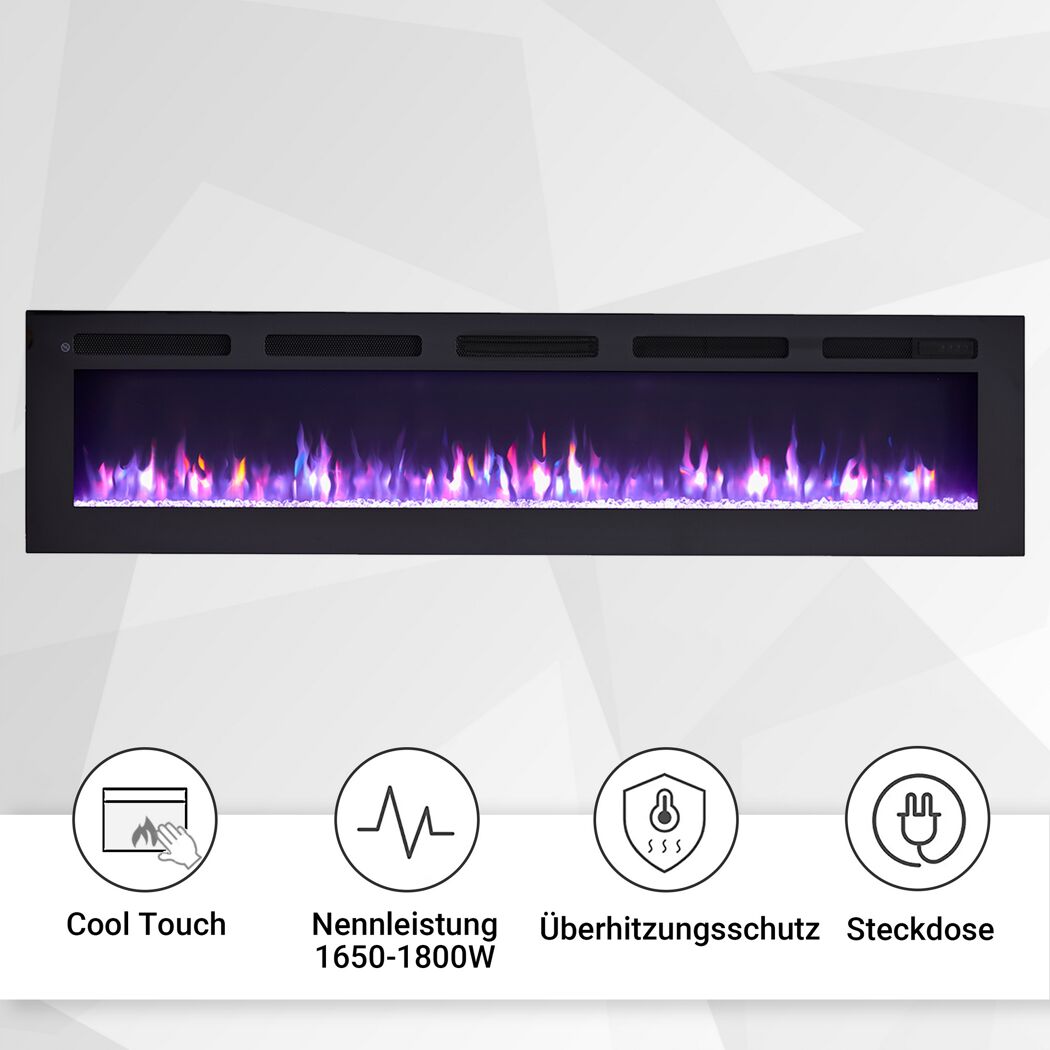 Elektrischer Kamin mit lila Flammen