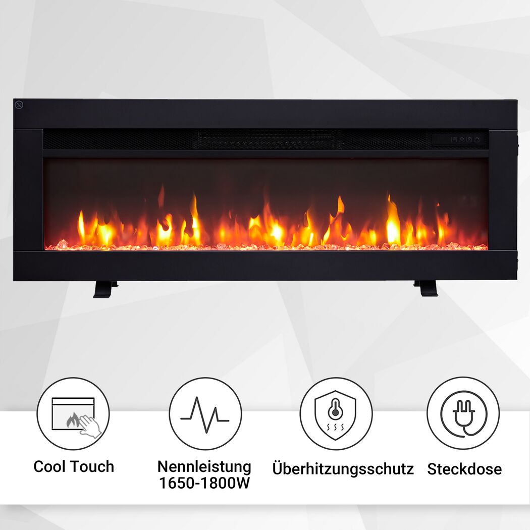 Schwarzer Elektrokamin mit Flammensimulation