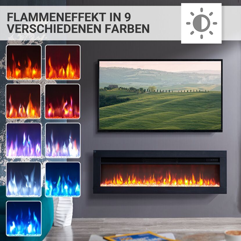 Elektrokamin mit verschiedenen Flammenfarben