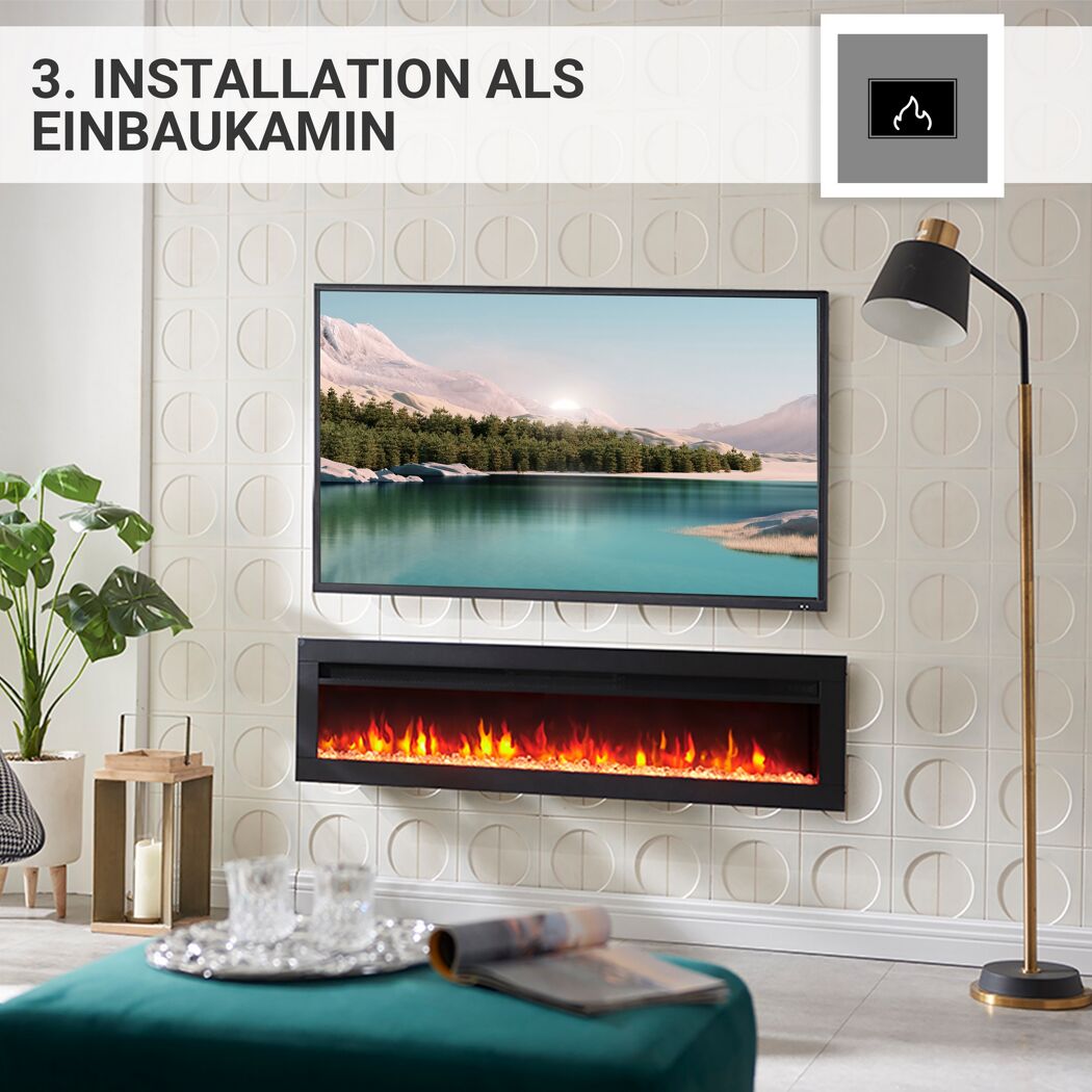 Einbaukamin unter einem Fernseher